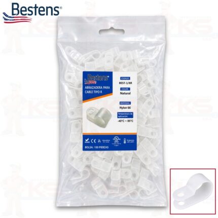 abrazadera para cable tipo R bestens bolsa x 100 piezas (BEST-1/8R)