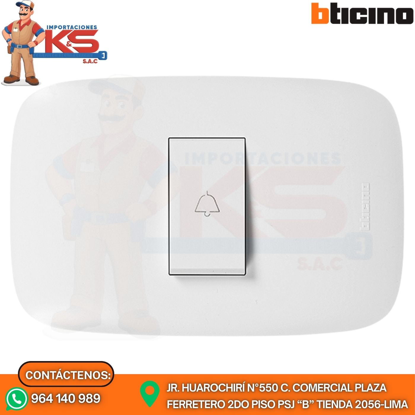 blanco AP1102 INTERRUPTOR PULSADOR SIMPLE 10A 250V BLANCO DOMINO SENCIA - Imagen 1