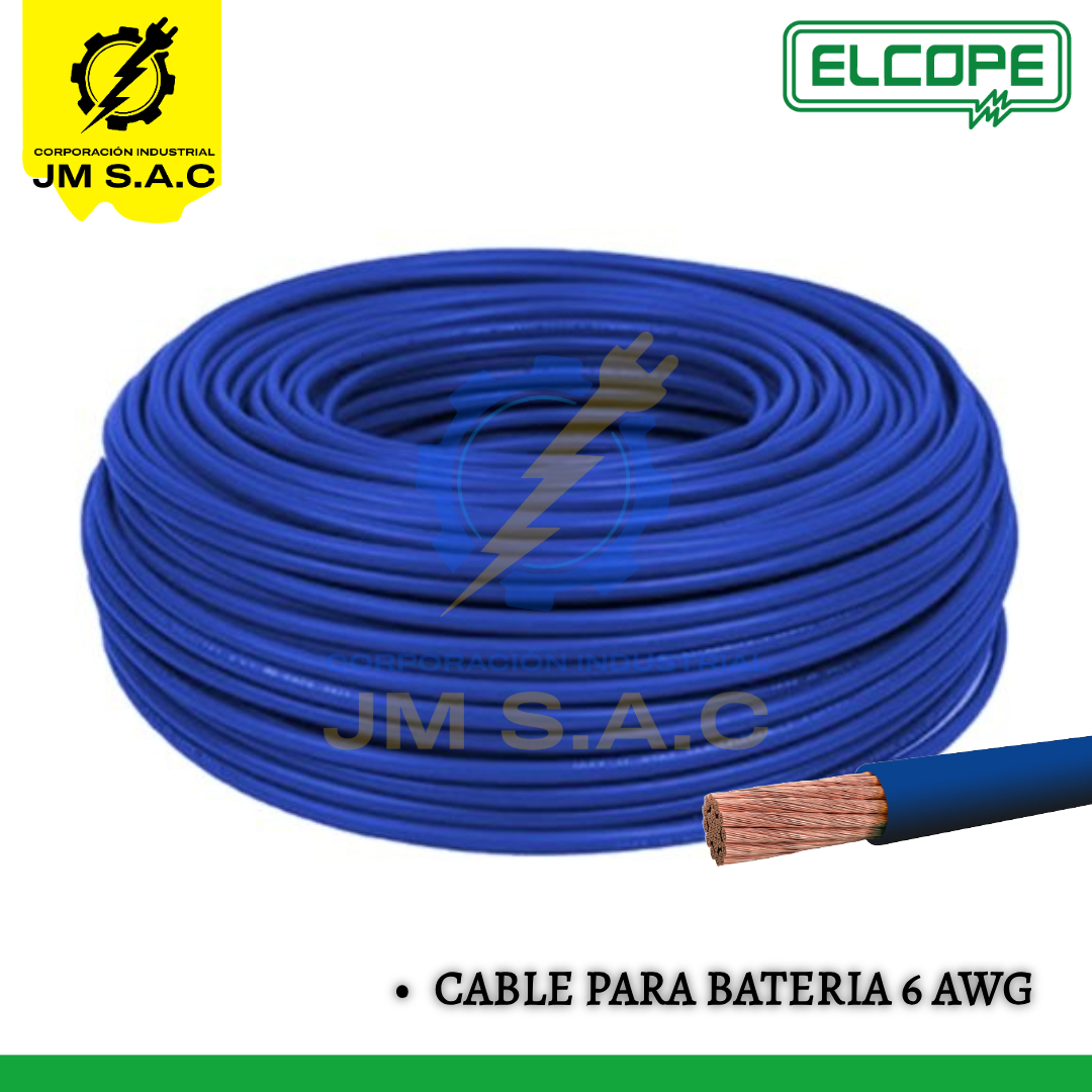 AZUL6 CABLE PARA BATERIA 6 AWG-16MM2 ELCOPE-AZUL - Imagen 1