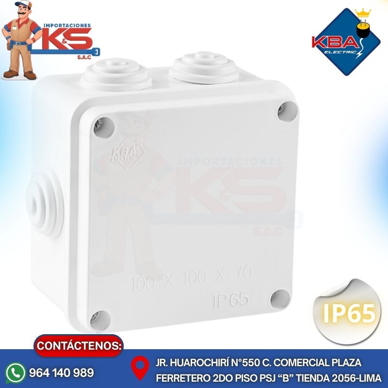KBA 10107ip65 CAJA PASE PVC CON CONO 100X100X70MM BLANCO IP65 - Imagen 1