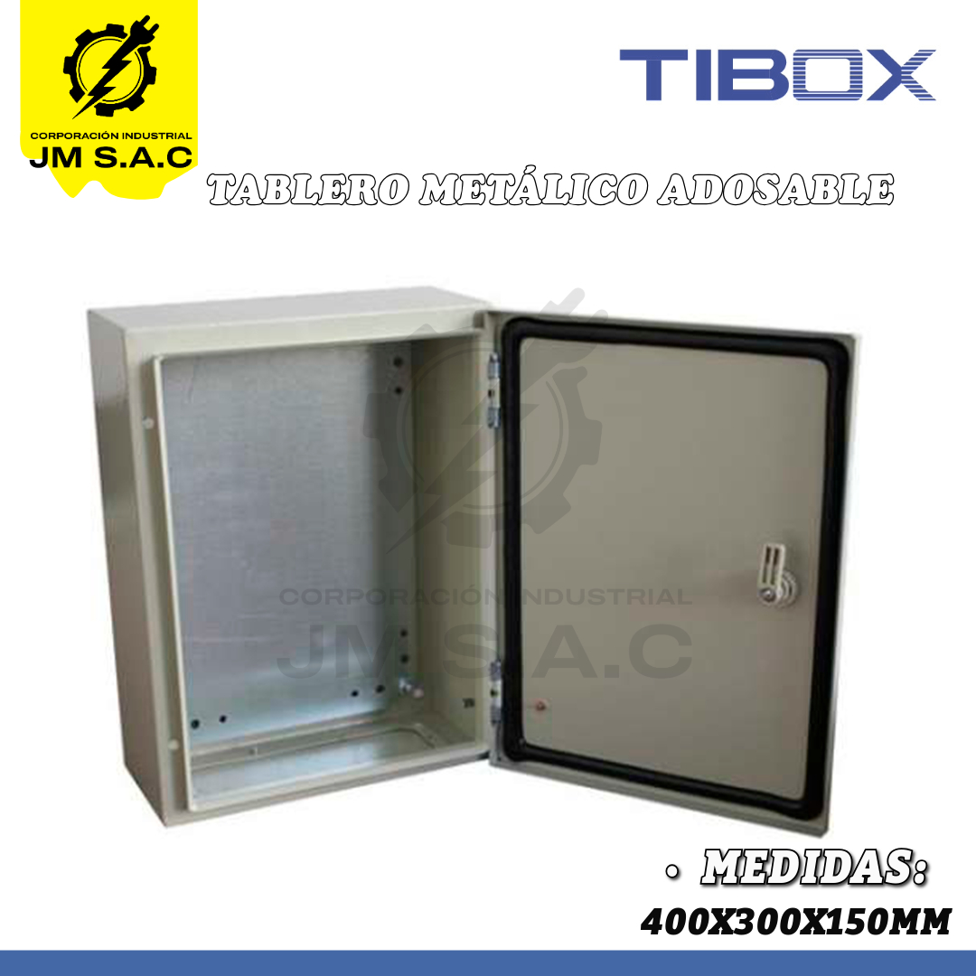 TIBOX403015 TABLERO METÁLICO ADOSABLE 400X300X150MM CON PLACA IP66 RAL 7035 - Imagen 1
