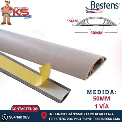 CANALETA DE PISO 50MM X 15MM X 2MTS 1 VÍA GRIS CON ADHESIVO