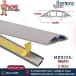 CANALETA DE PISO 90MM X 19MM X 2MTS 2 VÍAS GRIS CON ADHESIVO
