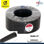 TUBO CORRUGADO FLEXIBLE NEGRO 1/4" CERRADO 6.5X10MM X 100 MTS