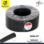 TUBO CORRUGADO FLEXIBLE NEGRO 3/8" CERRADO 12X15.8MM X 100 MTS