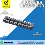 BORNERA BAQUELITA 12P 15AMP NEGRO CON TAPA TRANSPARENTE EXTRAÍBLE