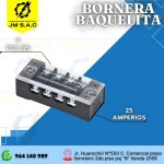 BORNERA BAQUELITA 4P 25AMP NEGRO CON TAPA TRANSPARENTE EXTRAÍBLE