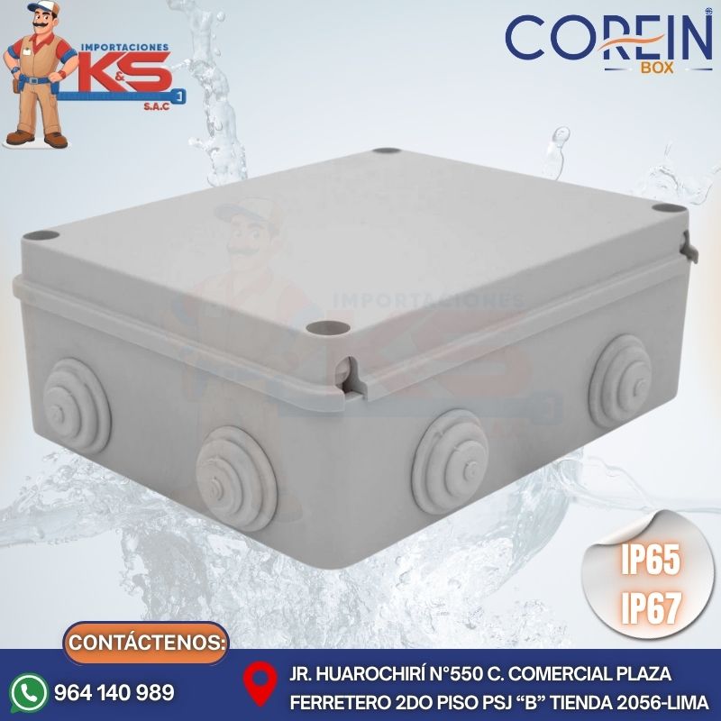 CHUPON WT-0206H CAJA DE PASE PVC CON CONO 300X220X120MM GRIS MODELO SOLERA IP65/IP67 - Imagen 1