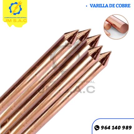 VARILLA DE COBRE PARA PUESTA A TIERRA 1/2", 5/8", 3/4", 1"