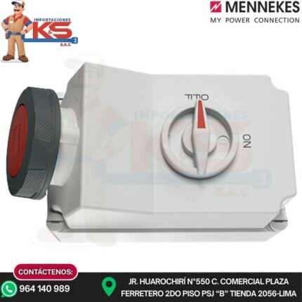 TOMA VISIBLE 63A 3P+T 415V ROJO 6H IP67 C/INTERRUPTOR POR ENCLAVAMIENTO MECÁNICO MENNEKES