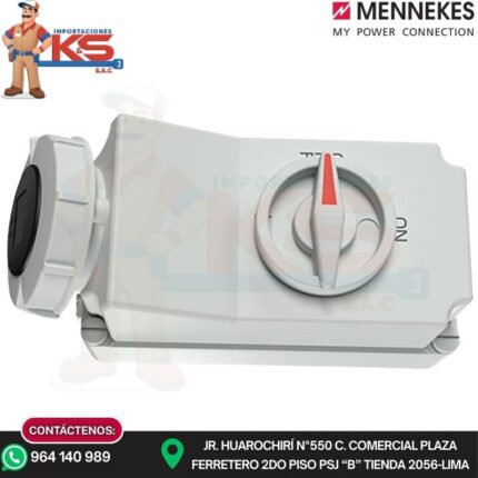 TOMA VISIBLE 32A 3P+T 500V NEGRO 7H IP67 C/INTERRUPTOR POR ENCLAVAMIENTO MECÁNICO MENNEKES