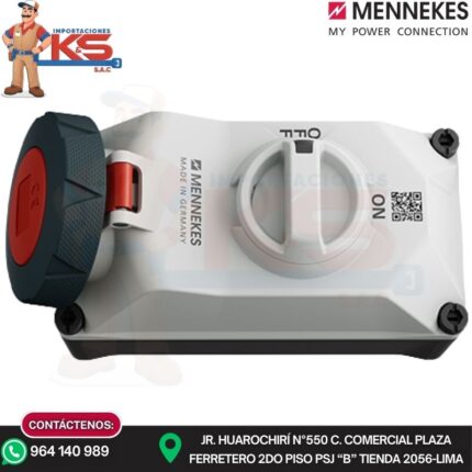 TOMA VISIBLE 32A 3P+T 440V ROJO 3H IP67 C/INTERRUPTOR POR ENCLAVAMIENTO MECÁNICO