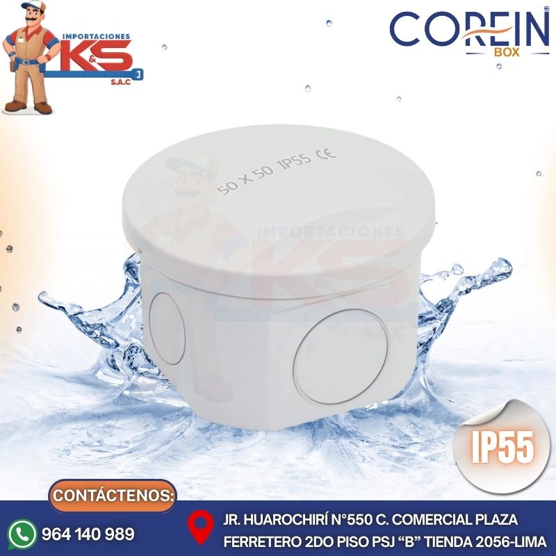 agua SIN 55 CAJA DE PASE PVC CON CONO 50X50MM BLANCO A PRUEBA DE AGUA IP55 - Imagen 1