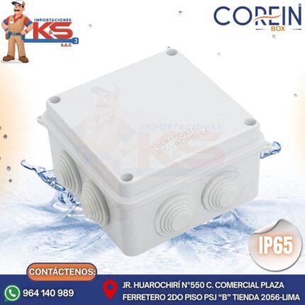 CAJA DE PASE PVC CON CONO 100X100X70MM BLANCO A PRUEBA DE AGUA IP65