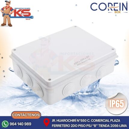 CAJA DE PASE PVC CON CONO 200X200X80MM BLANCO A PRUEBA DE AGUA IP65