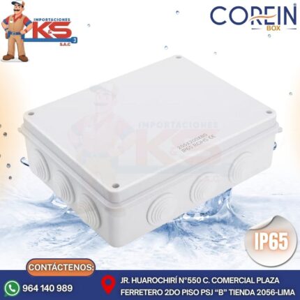 CAJA DE PASE PVC CON CONO 255X200X80MM BLANCO A PRUEBA DE AGUA IP65