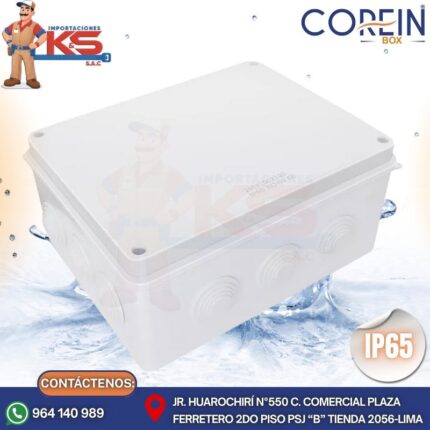 CAJA DE PASE PVC CON CONO 255X200X120MM BLANCO A PRUEBA DE AGUA IP65