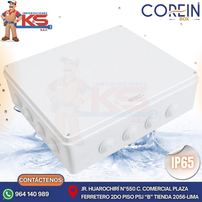 agua con 403512 CAJA DE PASE PVC CON CONO 400X350X120MM BLANCO A PRUEBA DE AGUA IP65 - Imagen 1