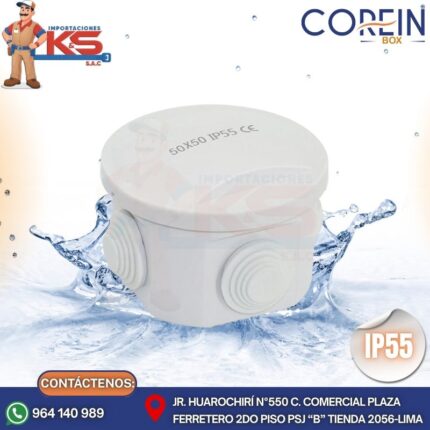 CAJA DE PASE PVC CON CONO 50X50MM BLANCO A PRUEBA DE AGUA IP55