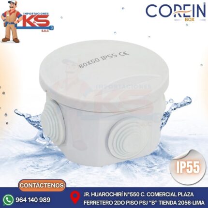 CAJA DE PASE PVC CON CONO 80X50MM BLANCO A PRUEBA DE AGUA IP55