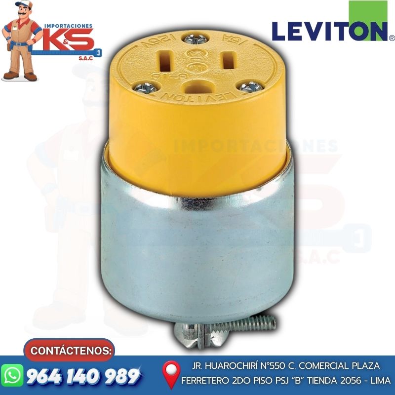 LEVITON T 515CA TOMA AÉREO 15A 125V CON LÍNEA TIERRA BLINDADO - Imagen 1