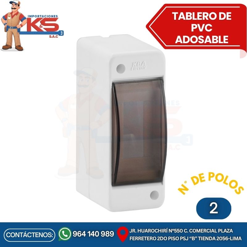 2 POLOS TABLERO ADOSABLE 2 POLOS PVC CON PUERTA - Imagen 1