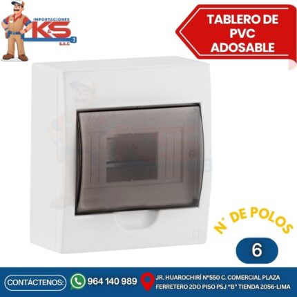 TABLERO ADOSABLE 6 POLOS PVC CON PUERTA