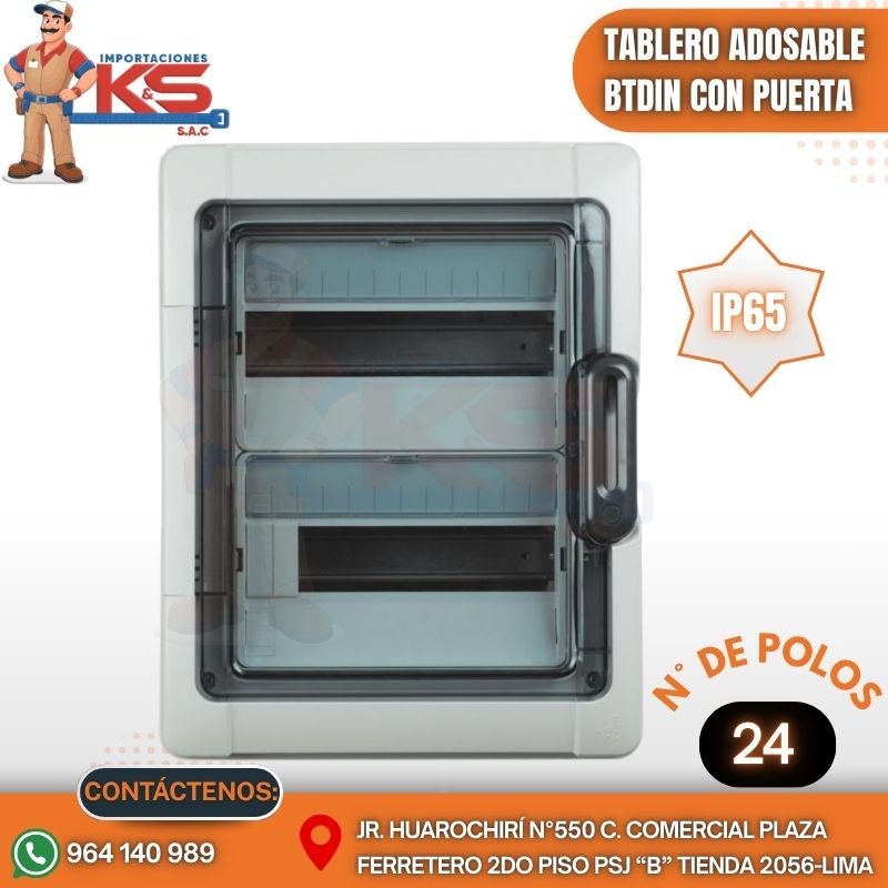 BTICINO 24 P TABLERO ADOSABLE DE RESINA 24P BTDIN CON PUERTA IP65 - Imagen 1