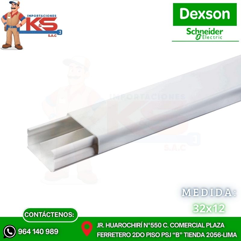 DEXON 3212 con DIVI CANALETA BLANCA PVC 32X12MM 2M CON DIVISIÓN-SIN ADHESIVO - Imagen 1