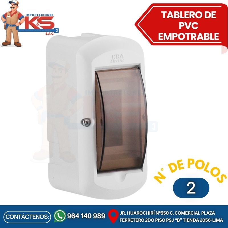 EMPOTRABLE 2 POLOS TABLERO EMPOTRABLE 2 POLOS PVC CON PUERTA - Imagen 1
