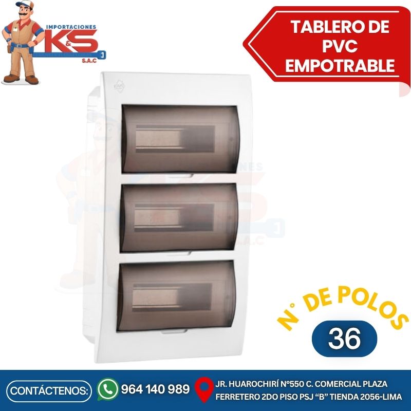 EMPOTRABLE 36 POLOS TABLERO EMPOTRABLE 36 POLOS PVC CON PUERTA - Imagen 1