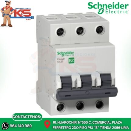 INTERRUPTOR TERMOMAGNETICO 3P 20A EASY9 10KA 220V CURVA C