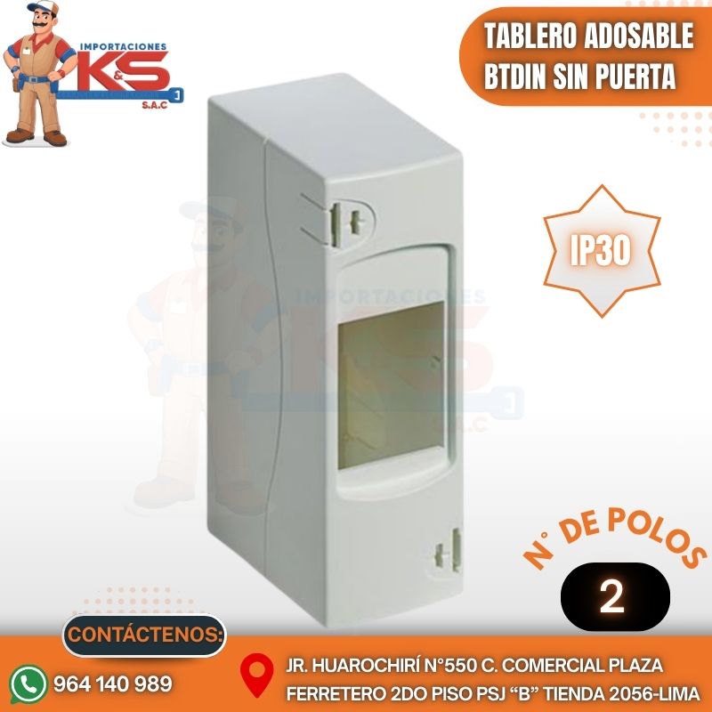 SIN 2 POLOS TABLERO ADOSABLE DE RESINA 2 POLOS BTDIN SIN PUERTA IP30 - Imagen 1