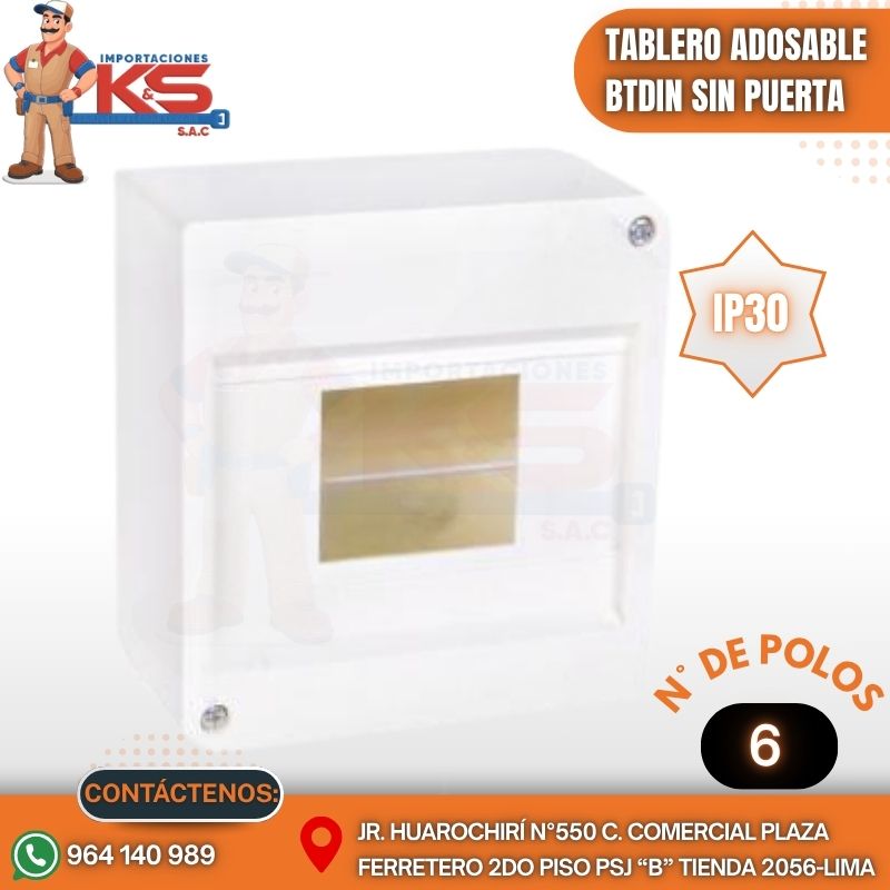 SIN 6 POLOS TABLERO ADOSABLE DE RESINA 6 POLOS BTDIN SIN SIN PUERTA IP30 - Imagen 1