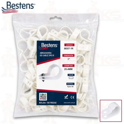 abrazadera para cable tipo R bestens bolsa x 100 piezas (BEST-1R)