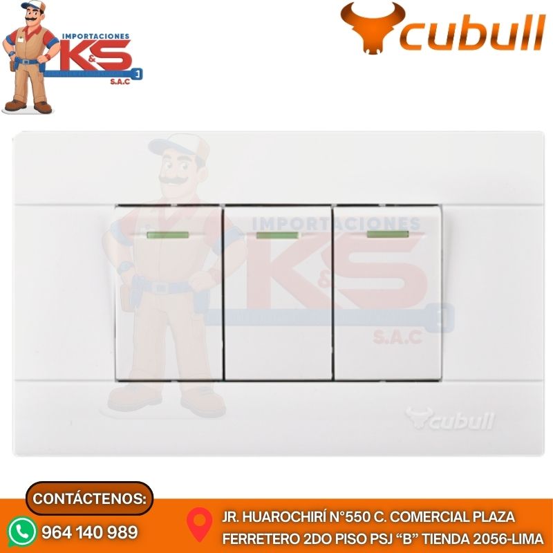 BLANCO A-3009 INTERRUPTOR CONMUTADOR TRIPLE COLOR BLANCO - Imagen 1