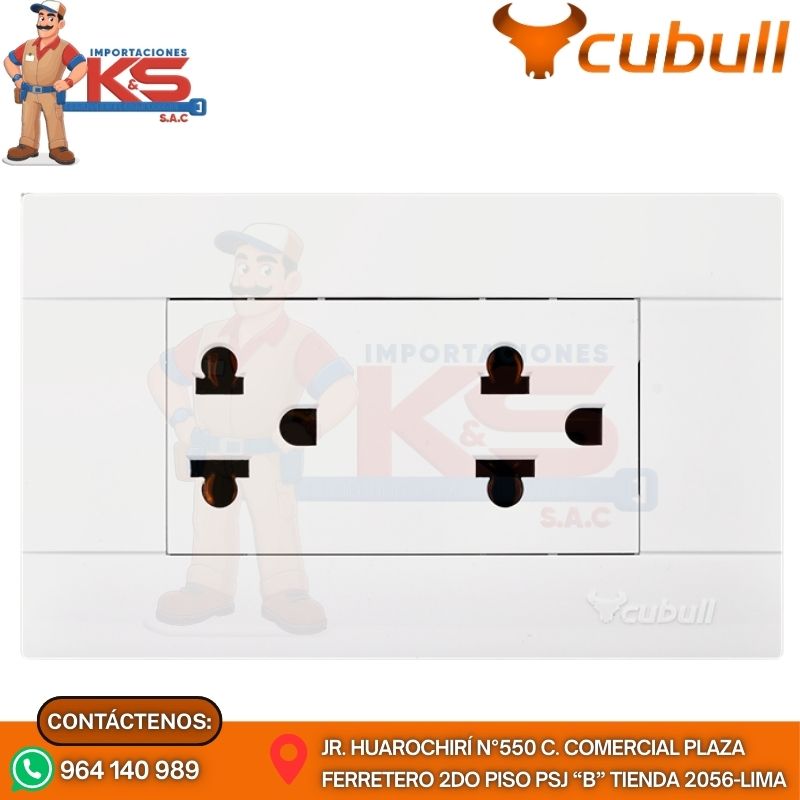 BLANCO A-3021 TOMACORRIENTE DOBLE CON TIERRA COLOR BLANCO - Imagen 1