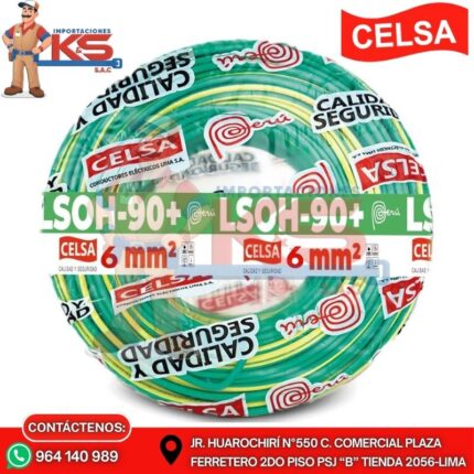 CABLE LSOH-90+ 6MM2 AMARILLO/VERDE  450/750V X 100MTS