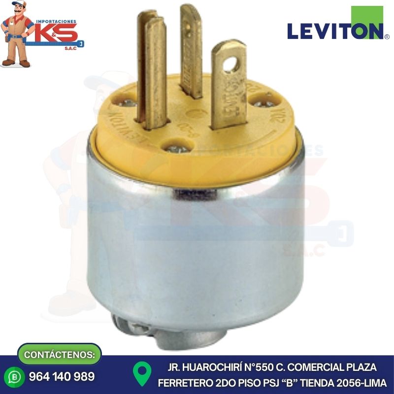 LEVITON 620PA ENCHUFE 20A 250V 2P TUERTO/CHINO BLINDADO NEMA - Imagen 1