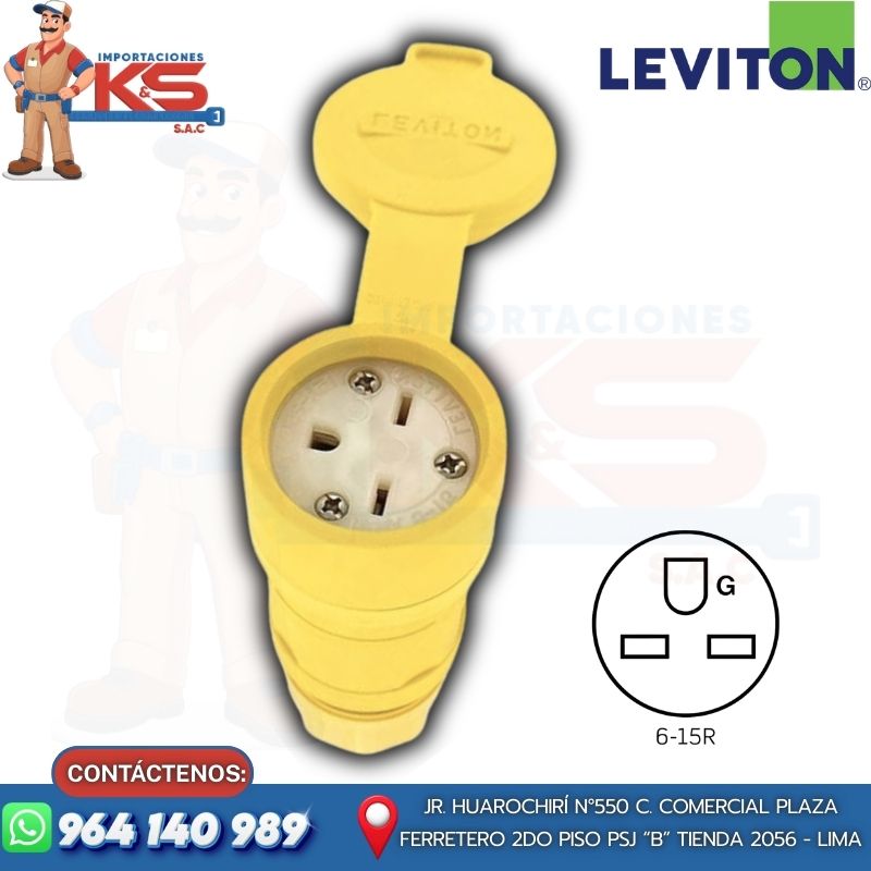 LEVITON TO 15W49 ENCHUFE 2P 15A 250V HOJA RECTA L/T A PRUEBA DE AGUA-WETGUARD - Imagen 1