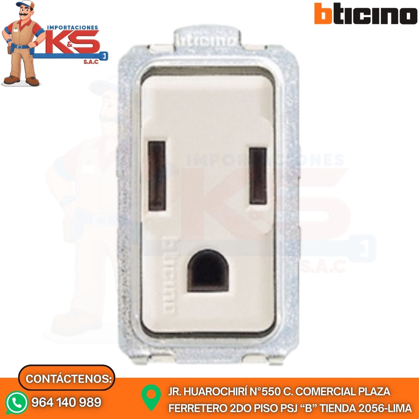MARFIL 5028 DADO TOMACORRIENTE AMERICANO 2P+T 15A 220V MARFIL MAGIC - Imagen 1