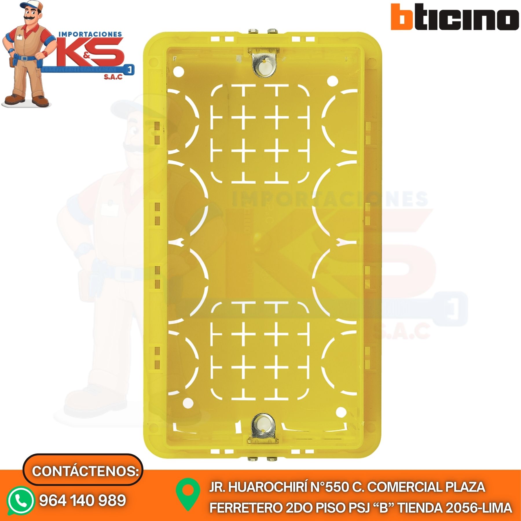 RECTA AMARILLO CAJA RECTANGULAR PARA EMPOTRAR 130X71X52MM DE RESINA - Imagen 1