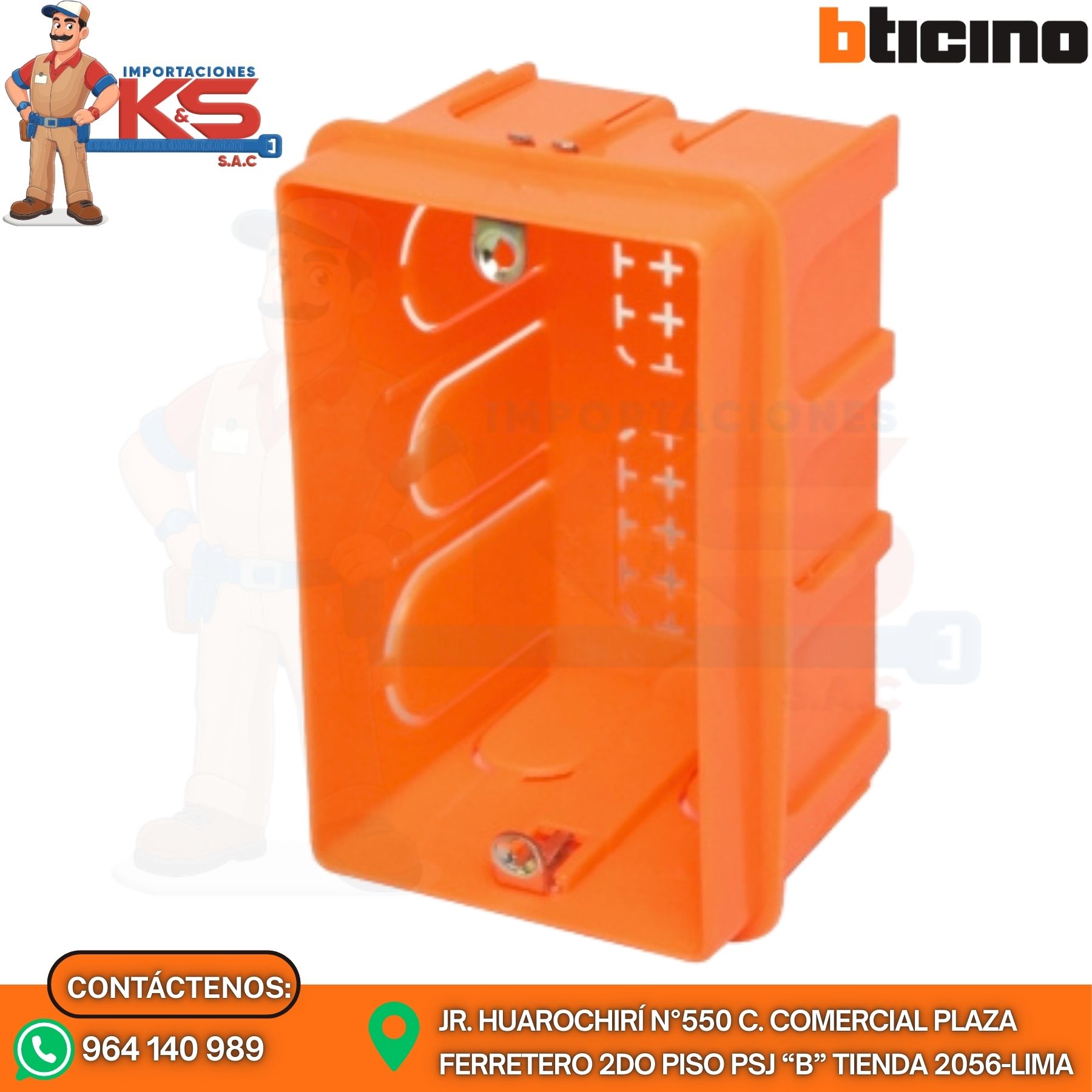 RECTA NARANJA CAJA RECTANGULAR PARA EMPOTRAR 106x71x62MM DE RESINA - Imagen 1