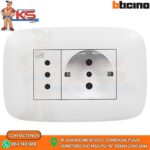 TOMACORRIENTE DOBLE SHUKO/3 LINEA 2P+TIERRA 16A 250V BLANCO DOMINO SENCIA