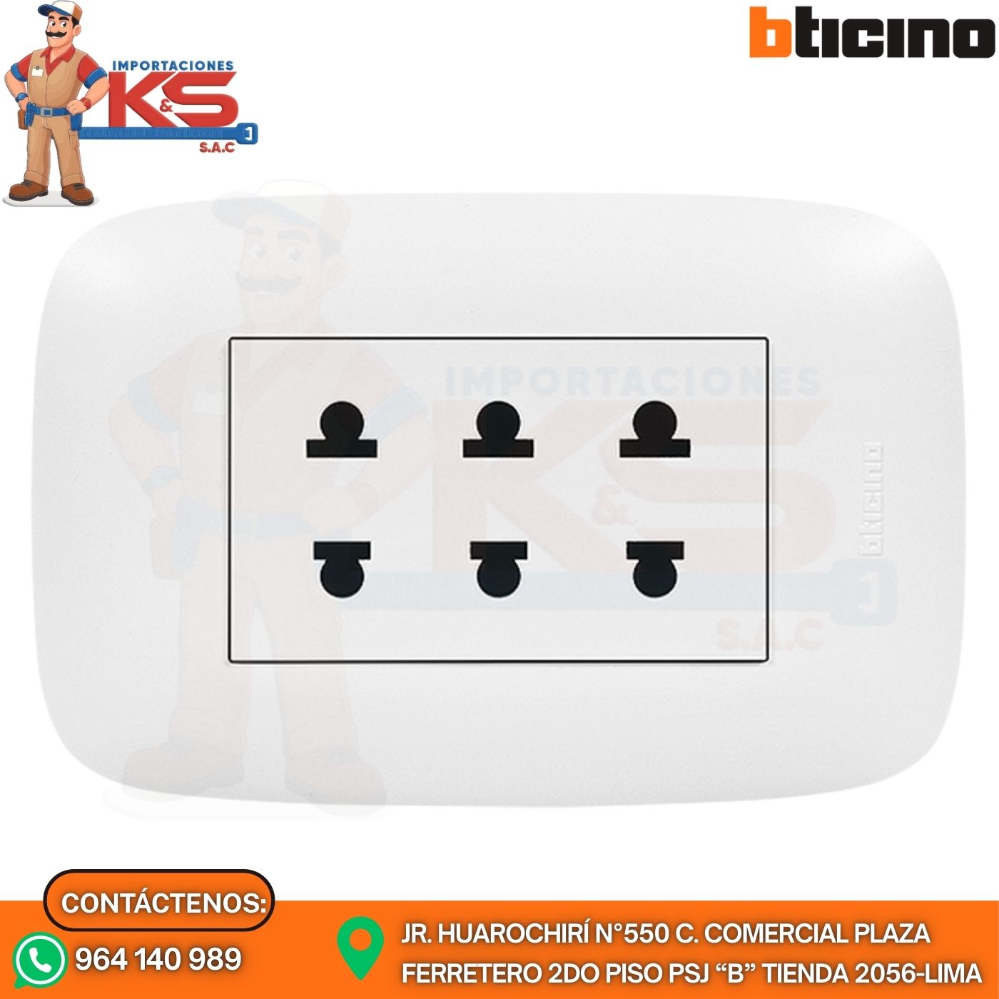 blanco AP1312 TOMACORRIENTE TRIPLE 16A 250V SIN TIERRA BLANCA DOMINO SENCIA - Imagen 1