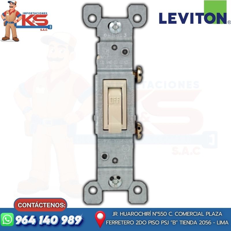 INTER 1451-ICP INTERRUPTOR UNIPOLAR SIMPLE DE PALANCA 15A 120V MARFIL - Imagen 1