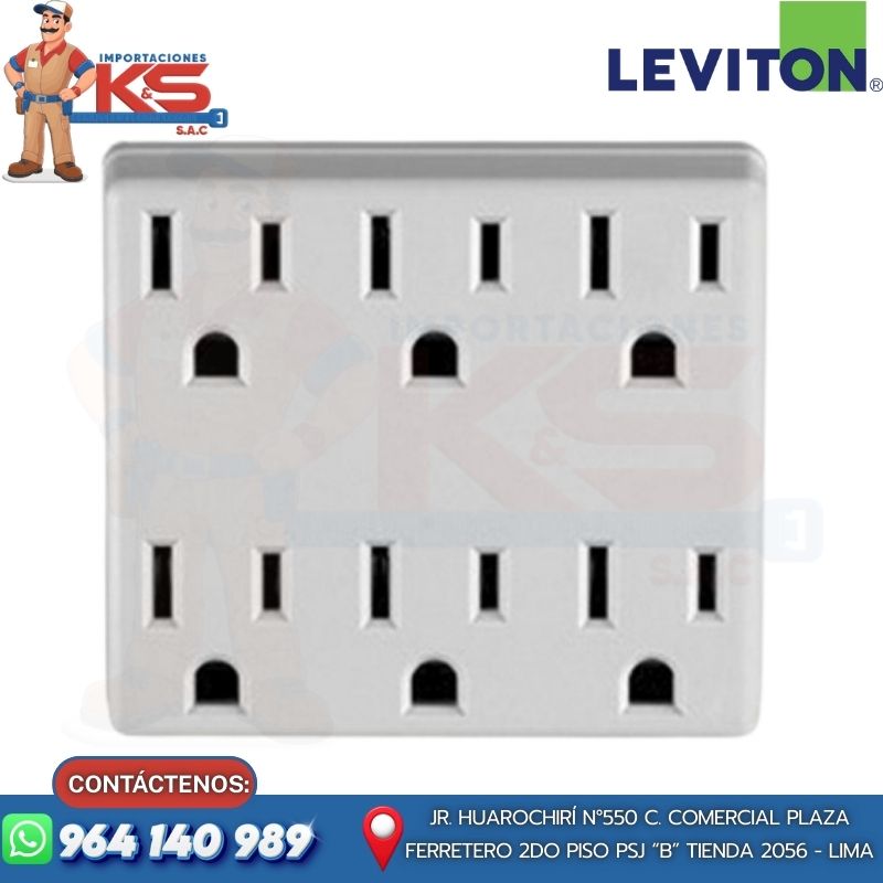 LEVITON BLANCO ADAPTADOR DE 6 SERVICIOS CON L/T BLANCO - Imagen 1