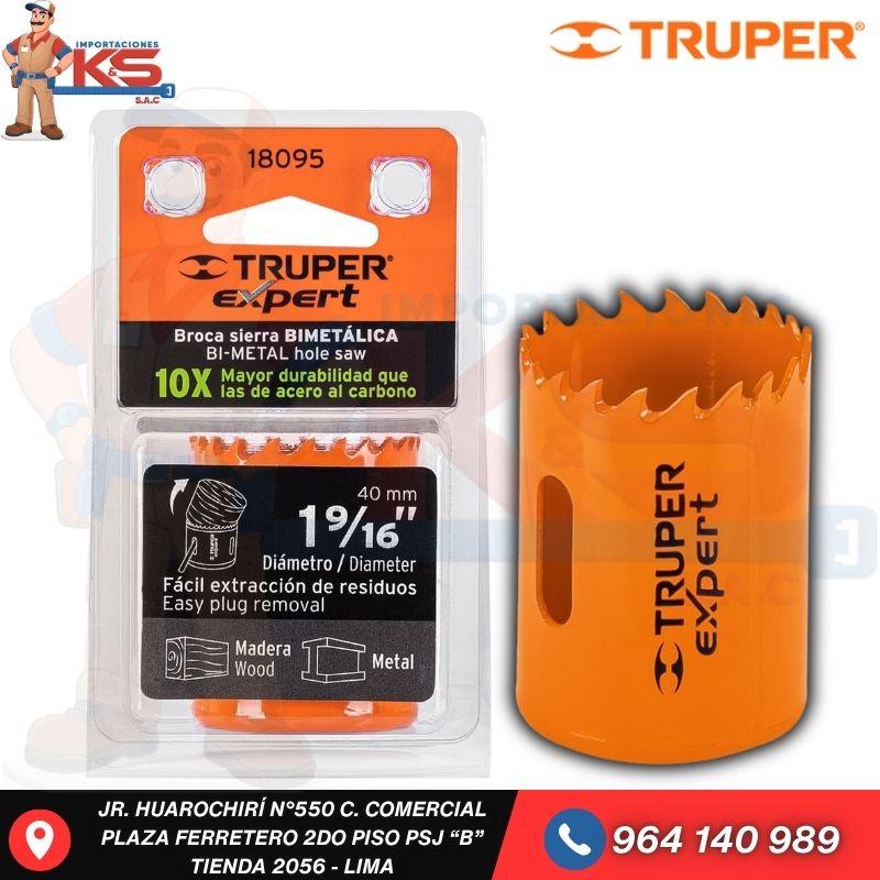 TRUPER 18095 SIERRA COPA BIMETÁLICO 19/16" (40MM) - Imagen 1