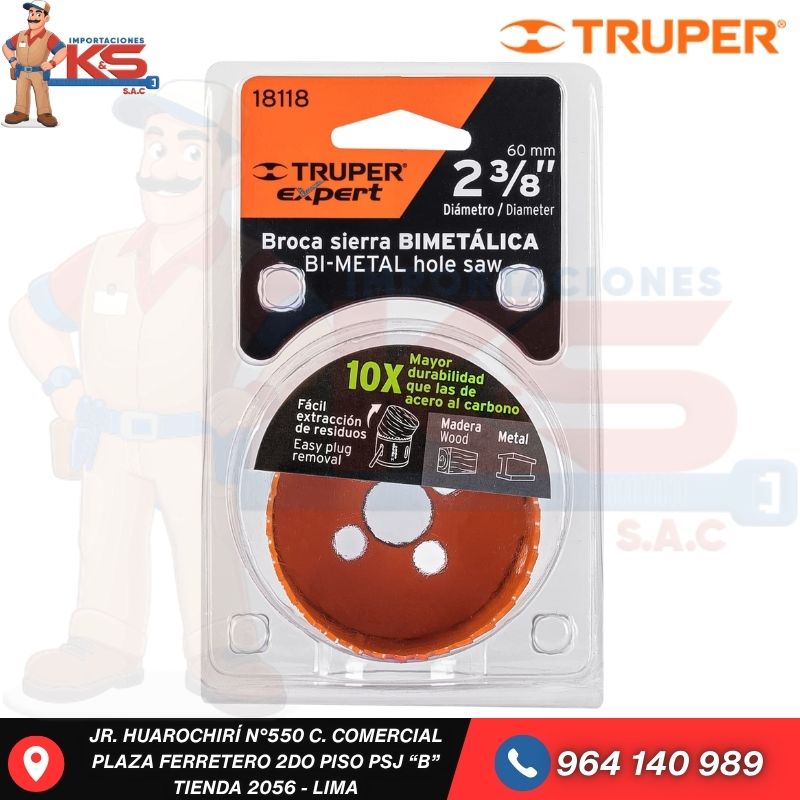 TRUPER 18118 SIERRA COPA BIMETÁLICO 23/8" (60MM) - Imagen 1