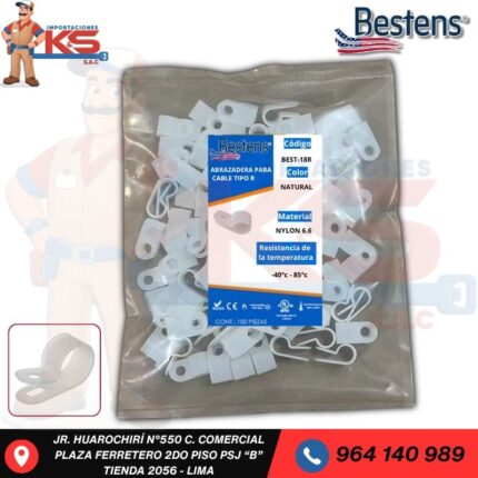 ABRAZADERA DE CABLE TIPO R DIAMETRO 3.2MM-1/8" X BOLSA 100 PZ